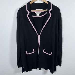 Misook Womens Knit Blazer Twin Set Sz 1X Black Pink Office Classic Professional